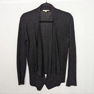Eileen Fisher S 100% Organic Linen Draped Open Front Knit Cardigan Sweater Top